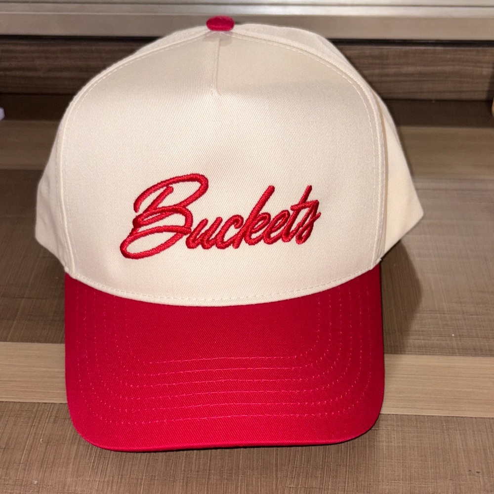Red and Cream “Buckets” Hat